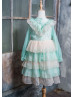 Tiffany Blue Soft Yarn Layered Flower Girl Dress Tiffany Blue Soft Yarn Layered Flower Girl Dress